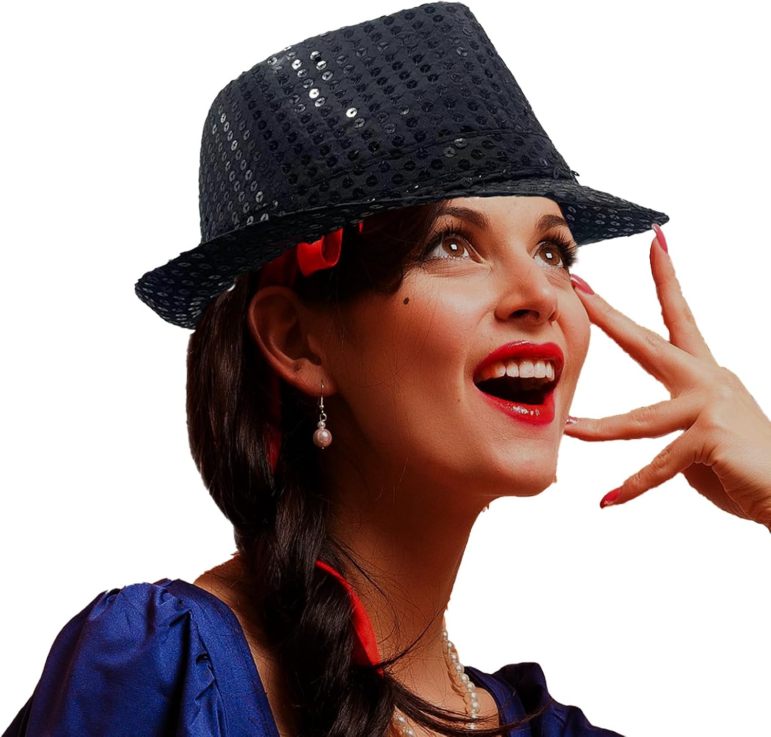 Generic 10 PCS Western Sequin Fedora Hats for Women Men Glitter Sequin ...