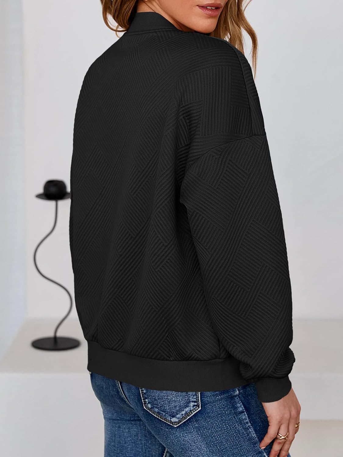 Tankaneo Womens Bomber Jacket Zip Up Casual Jackets Lightweight Trendy Outerwear Coat with Pockets - Image 3