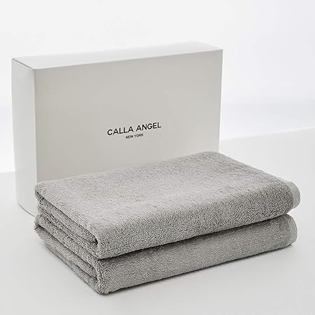 Amazon Calla Angel New York バスタオル 極上 ホテル仕様 厚手 甘撚り 高級綿 エジプト綿 箱入り 海外 人気 アクアシリーズ 選べる6色 バスタオル 2枚セット グレー バスタオル ホーム キッチン オンライン通販