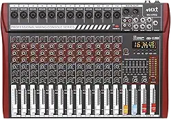 MXT Mesa de Som Profissional, 12 Canais, Interface USB, DSP 16 Efeitos, Bluetooth, Equalizador 7 Bandas, Phantom Power