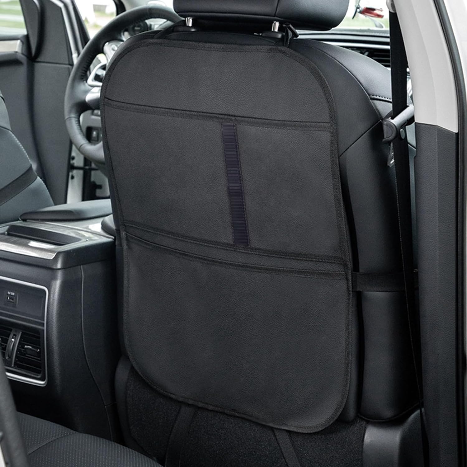 Car Seat Organizer Ultra Version Kids Backseat Car Organizers and Storage Leather Car Back seat Organizer for Babies Toys Storage,Black