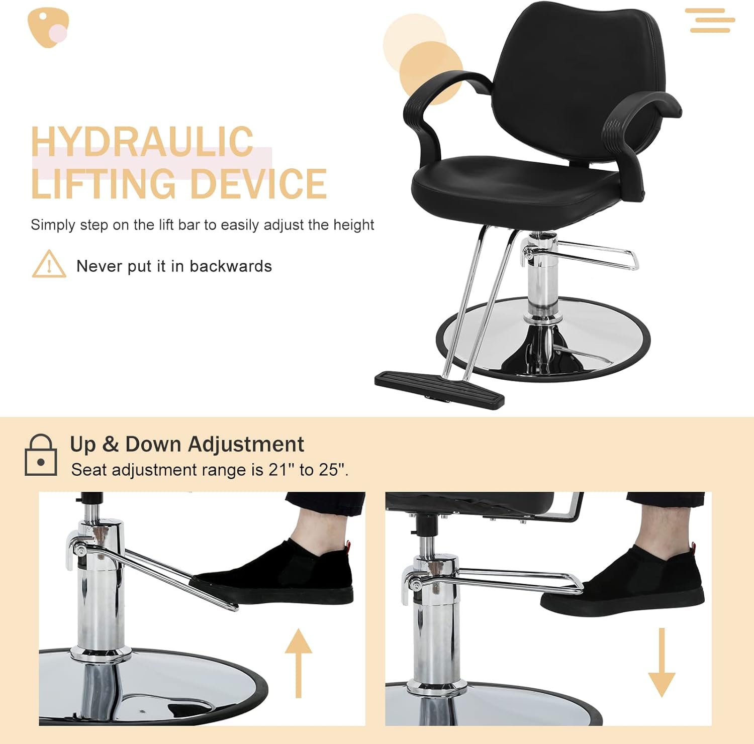 Professional Barber Chair, Heavy-Duty Beauty Hydraulic Reclining Salon Chair, High-density Sponge & Covered w/PU Leather, 360 Degrees Rolling Swivel Hair Cutting Salon Equipment for Barber Women Man