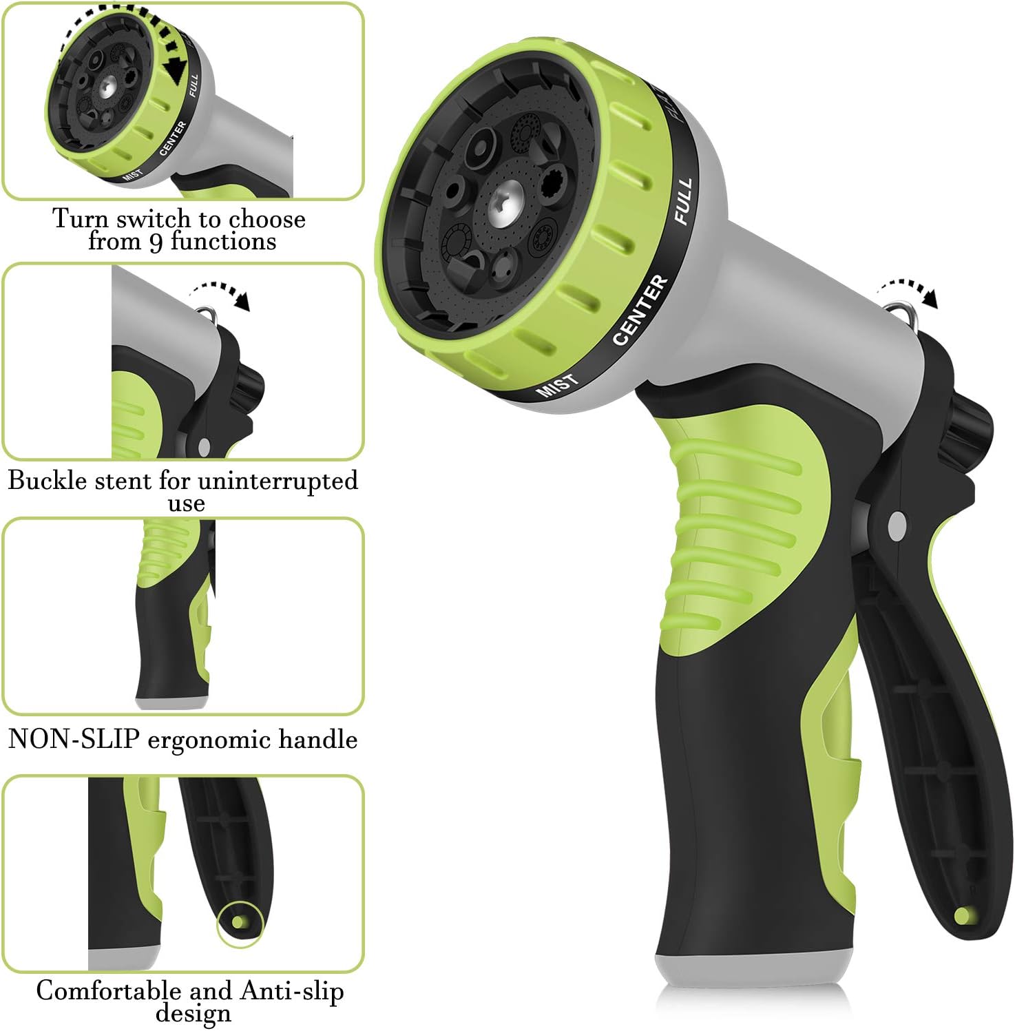 100FT Expandable Garden Hose with 9 Function High Pressure Nozzle, lightweight Water Hose with Durable 3-Layers Latex Core & 3/4" Solid Brass Fittings, Flexible Hose for Washing and Watering (100FT)
