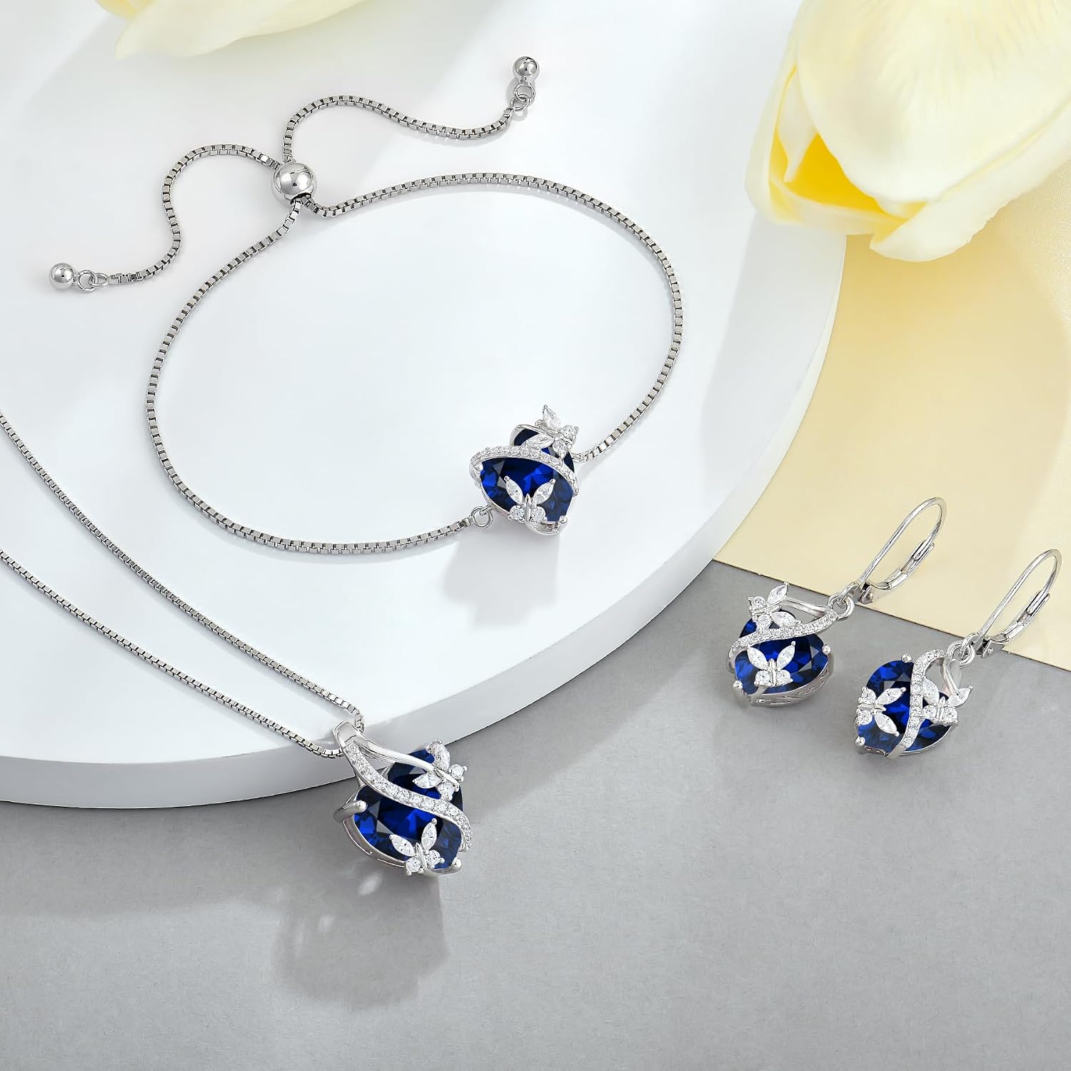 Butterfly Bracelet for Women Sterling Silver Heart Jewelry Birthstone Charm Link Bracelet