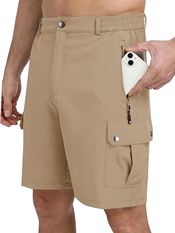 MoFiz Mens Qucik Dry Hiking Cargo Shorts 8"/9" Lightweight Outdoor Mens Stretch Golf Casual Shorts with 5 Pockets