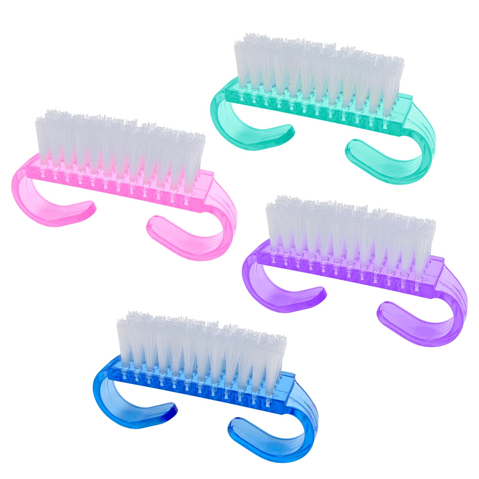 Paquete de 4 cepillos de uñas con mango para uñas, mini cepillo colorido para uñas, cepillos de limpieza para uñas y dedos de los pies, para mujeres y hombres