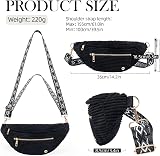 MAXTOP Crossbody Bag Women's Shoulder Bag Made of Soft Corduroy with Ethnic Woven Strap – Versatile Shoulder Bag & Waist Bag for Everyday Use, Office & Travel, Adjustable, Black, Gemiddeld - 3