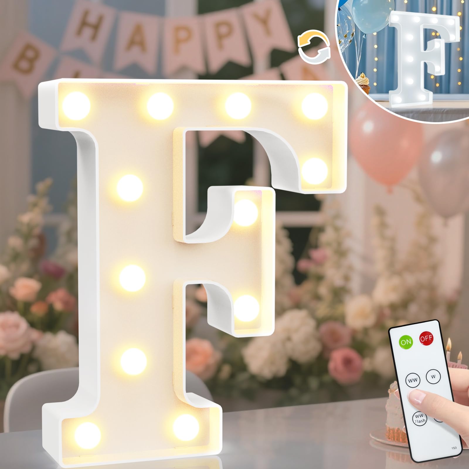 8.8" Decorative LED Light Up Numbers, Marquee Numbers Lights for 7th Birthday Decorations, Lighted Number Sign for Birthday Party Night Lights Wedding Anniversary Home Wall Decor, White Number 7 — view 43