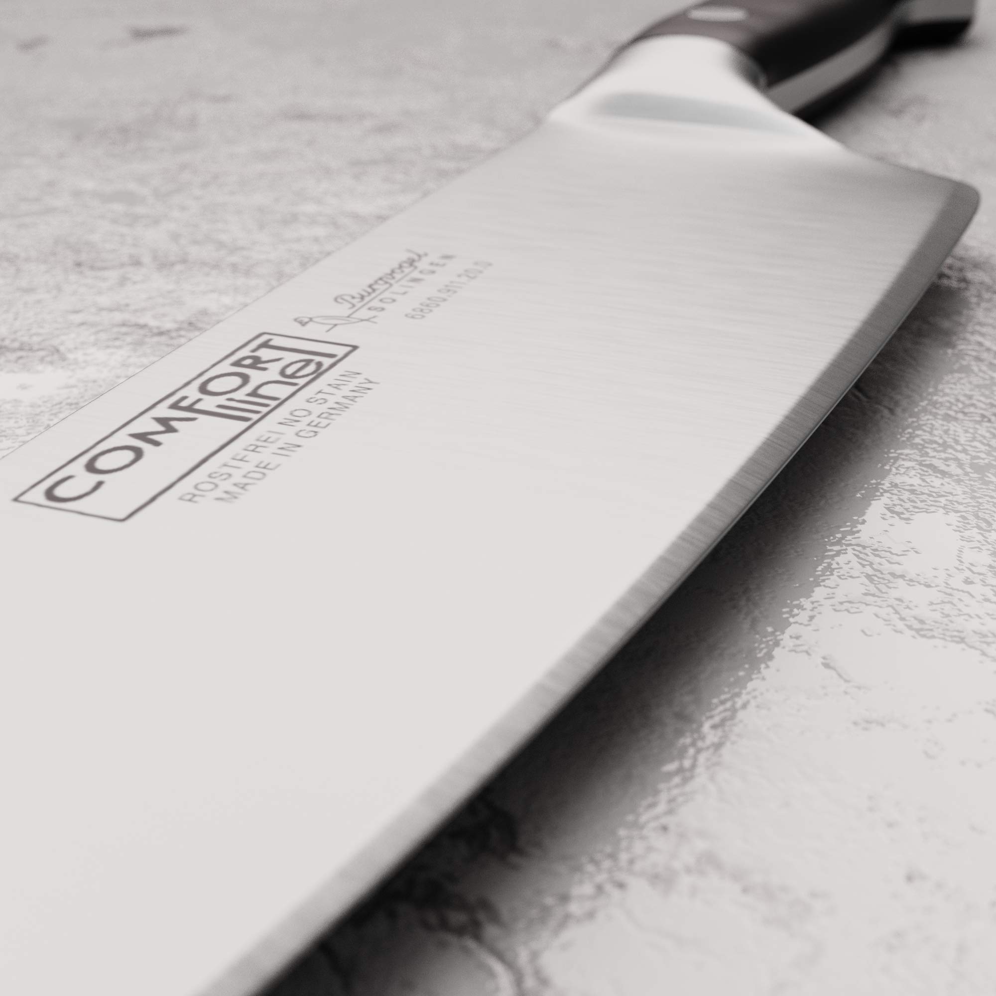 Burgvogel Solingen, Comfort Line, Cuchillo de cocinero, afilado, forjado, 20 cm, inoxidable, apto para lavavajillas, cuchillo de cocina de alta calidad, remachado, negro