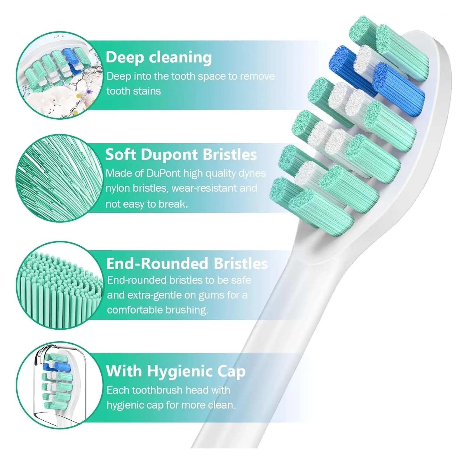 4-16 testine di ricambio for spazzolino da denti compatibili con PH, testina for elettrico for 4100 5100 6100 9023(6 Green 6 Blue-1)