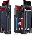 Wallet for Men Wallet with Slim Pop Up Card Holder 9-13 Cards, Bifold Minimalist Smart Wallet RFID Blocking Credit Card Holder with ID Window & Stretchable Cash Slot Compact Metal Aluminum Card Case