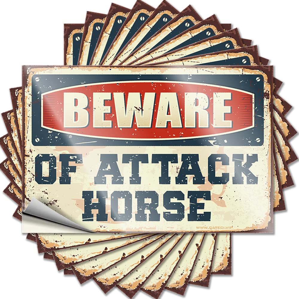 Fzfn Colour Quote Window Funky Beware Of Attack Horse For Outdoor - Guys Easy Peel Removable(8X12cm)