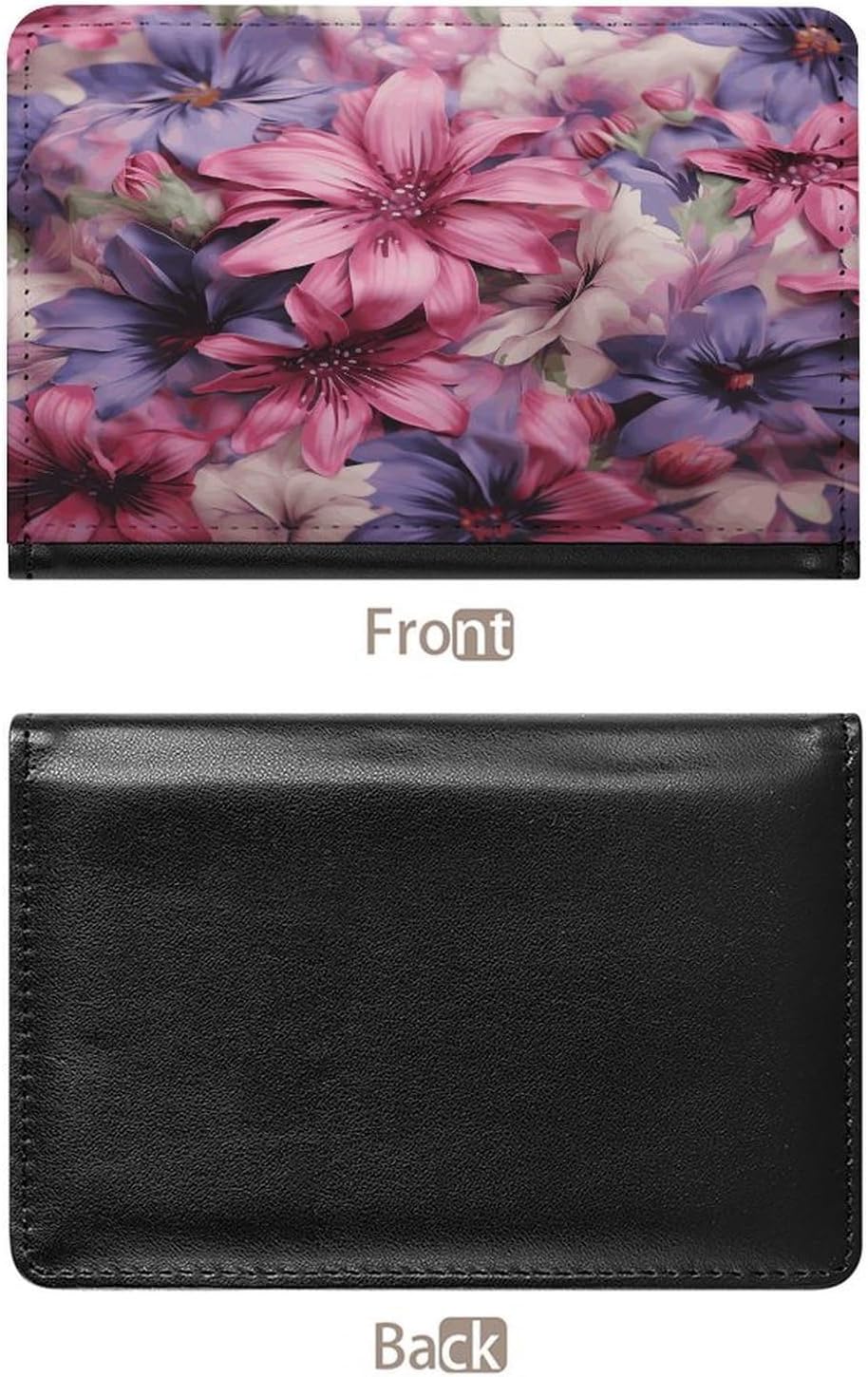 Purple And Pink Flowers Passport Holder for Travel PU Leather Passport Cover Passport Cover Wallet Case Passport Wallet