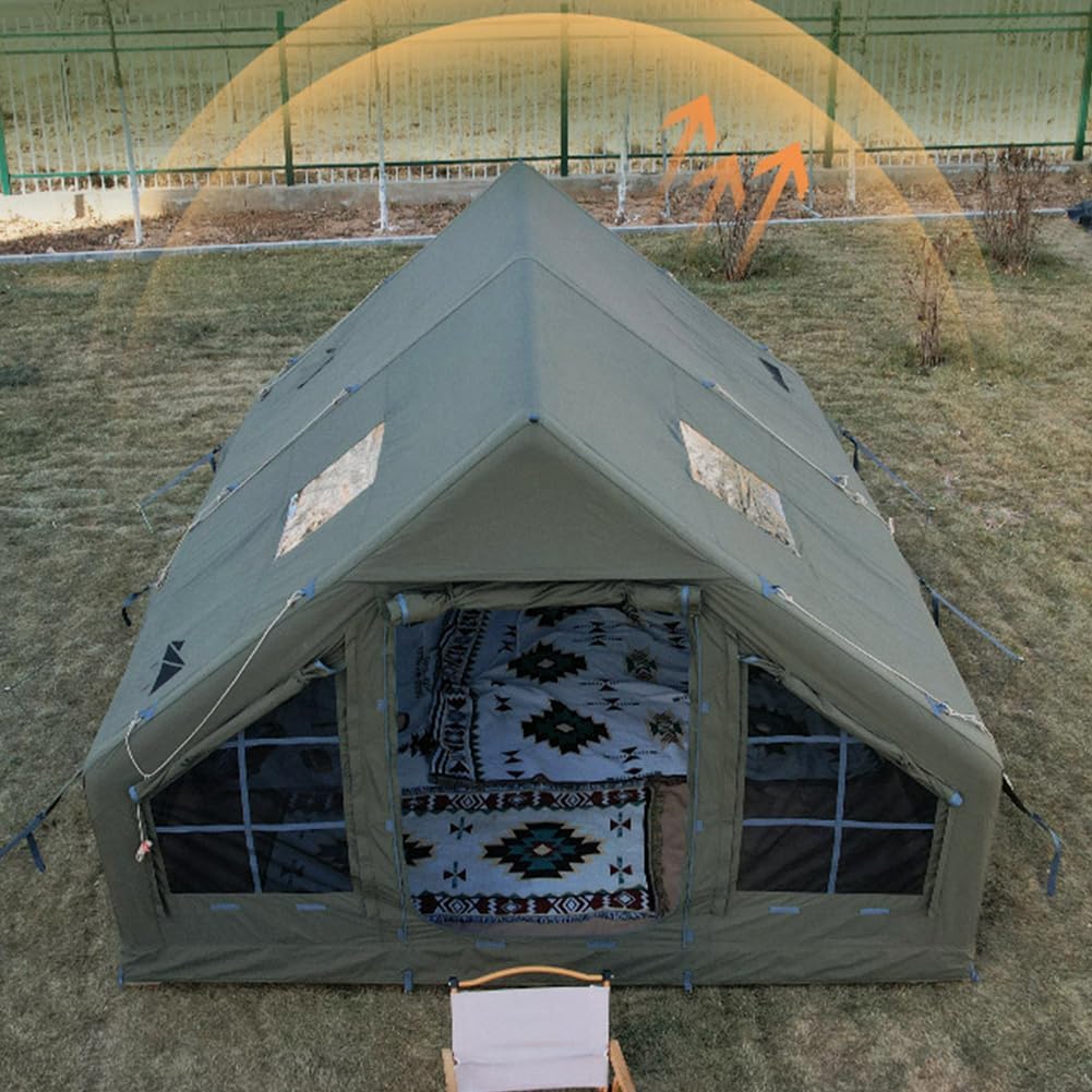 Sport Tent Aufblasbares Zelt Wasserdicht Hauszelt Stehhöhe Haus Baumwolle Luxus Wohnzelt Campingzelt Ofenloch Luftzelt 4-6 Personen Familienzelt