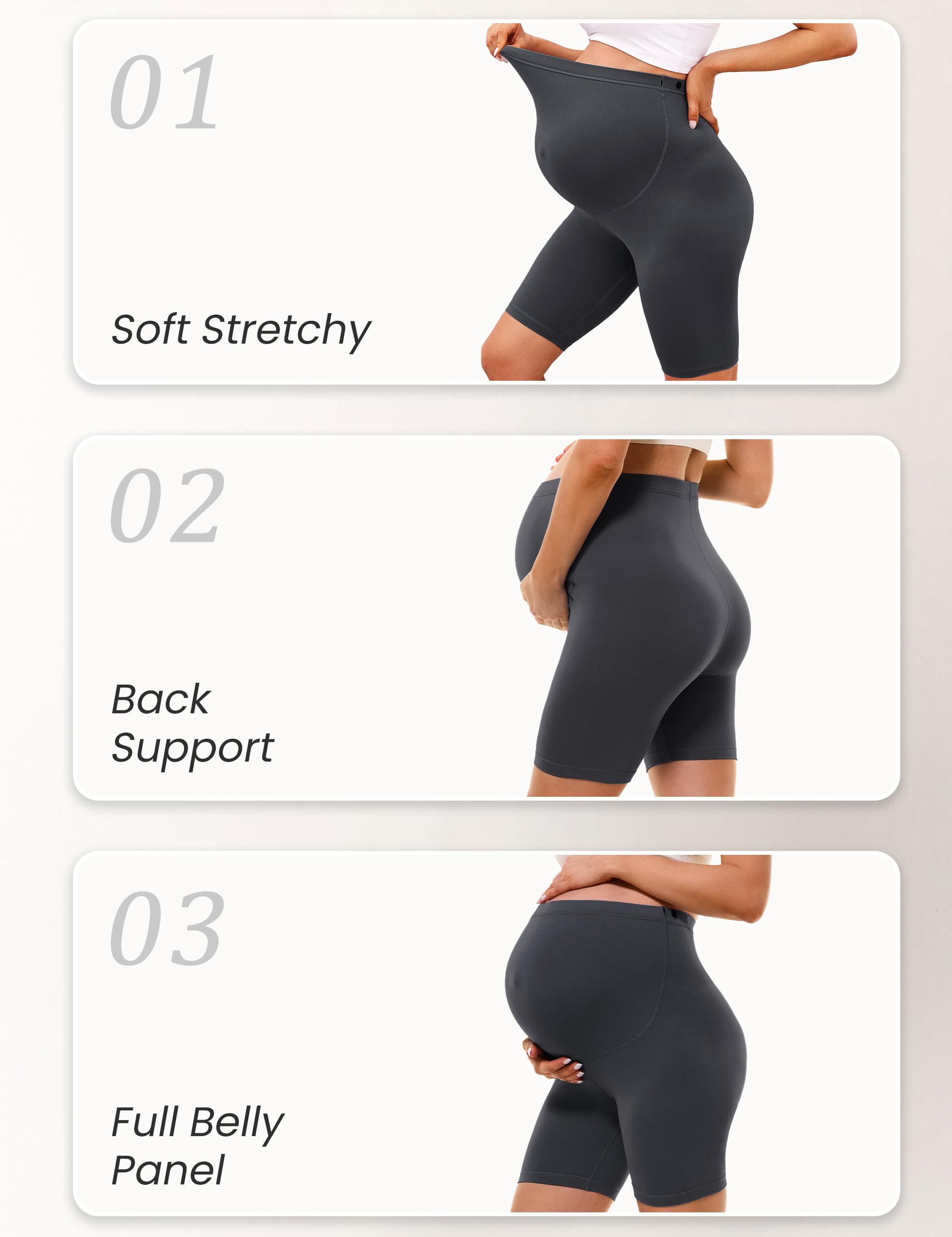BONVIGOR Buttercloud - Pantalones cortos de maternidad sobre el vientre, pantalones cortos de 5 pulgadas para embarazo, pantalones de yoga