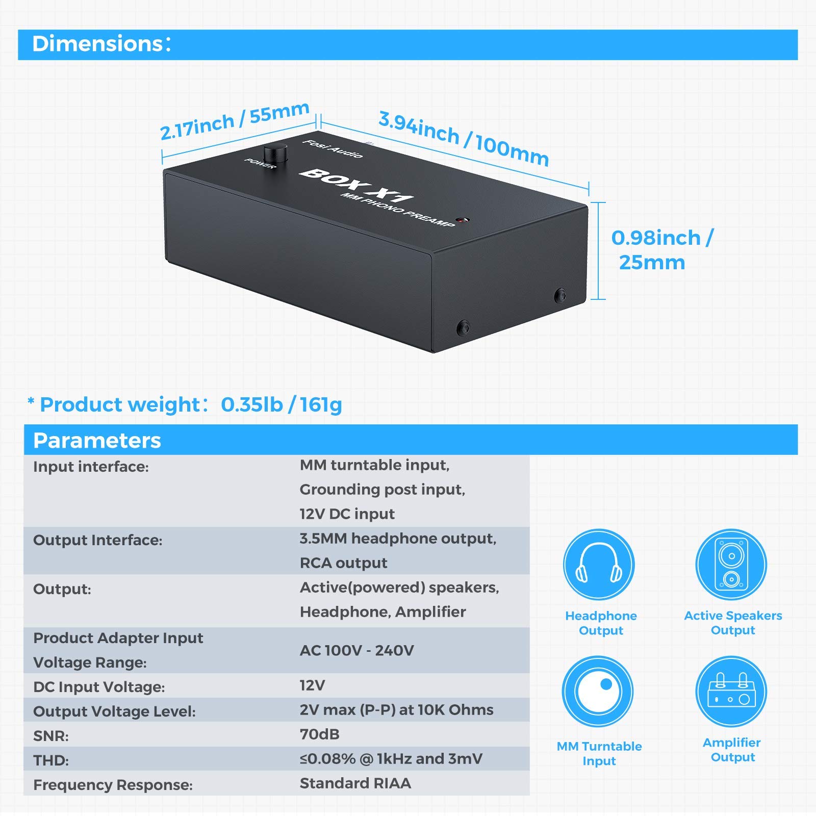 Fosi Audio BT20A Amplificatore e BOX X1 Preamplificatore Phono in bundle