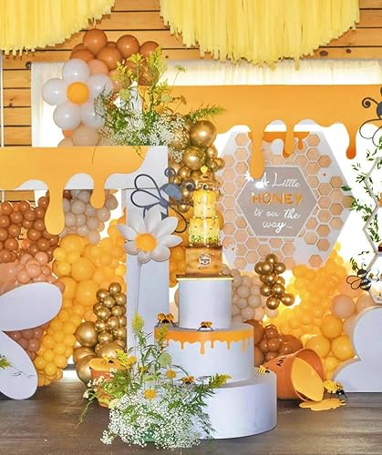 Miniatura 3 de Kit de arco de guirnalda de globos de abeja, 144 globos amarillos de café con globos de aluminio de girasol de abeja para Acción de Gracias,