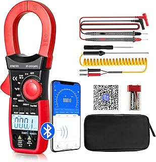 BTMETER Digital Clamp Meter Multimeter, 6000 Counts Bluetooth Multimeter, 2000A AC/DC Amp Tester, Measures Voltage, Ohms, Capacitance, Frequency, Temperature, NCV with Data Logging 570Y-APP