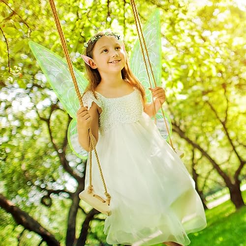 Miniatura 2 de U-Goforst Juego de disfraz de alas de hada, mariposa, alas de ángel, recuerdos de fiesta, Halloween, cosplay para mujeres y niñas (verde)