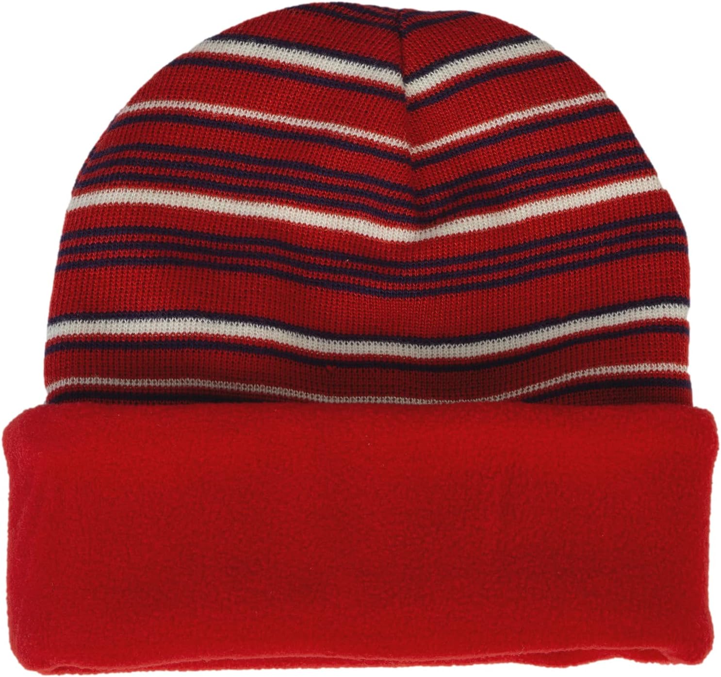 TOP HEADWEAR Reversible Warm Winter Knit Striped Skull Cap Cuff Slouchy Beanie Fleece Lining