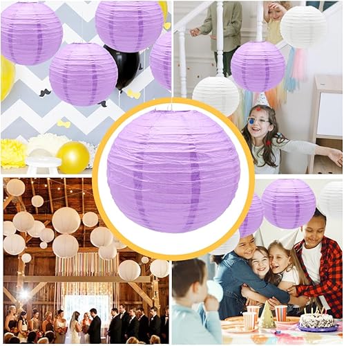 Miniatura 6 de Ruidee 6 linternas de papel decorativas redondas colgantes para cumpleaños, bodas, Navidad, novia, decoración del hogar, decoración de fiestas (12