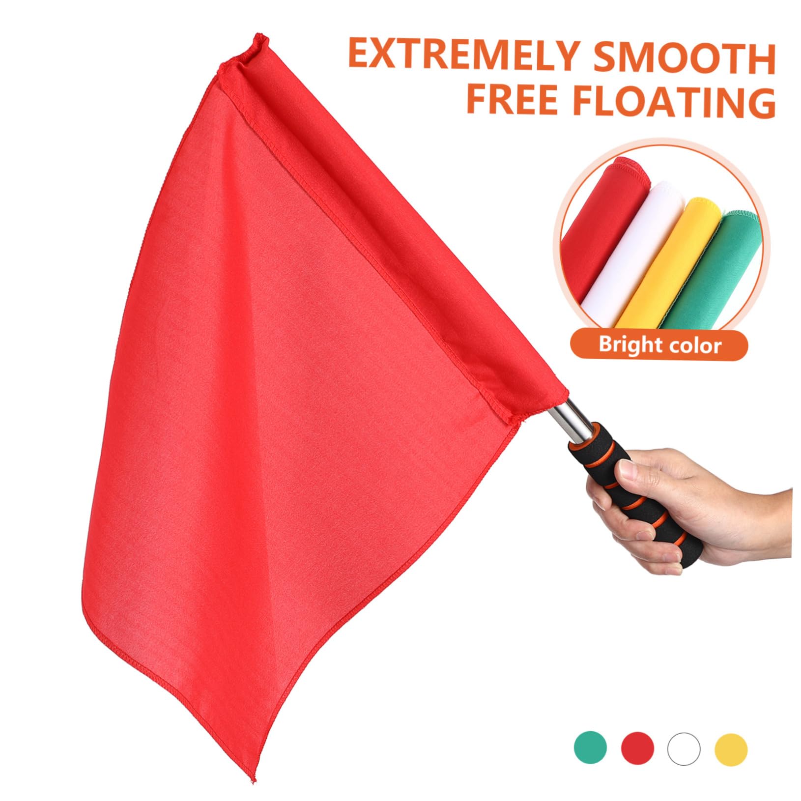 Anneome 4pcs Bandera de árbitro Acero Inoxidable Banderas De Señalización Amarillo Rojo Verde Blanco para Partidos Deportivos Bandera De Comando Ligeramente Diseñado con Mástil Acero Inoxidable
