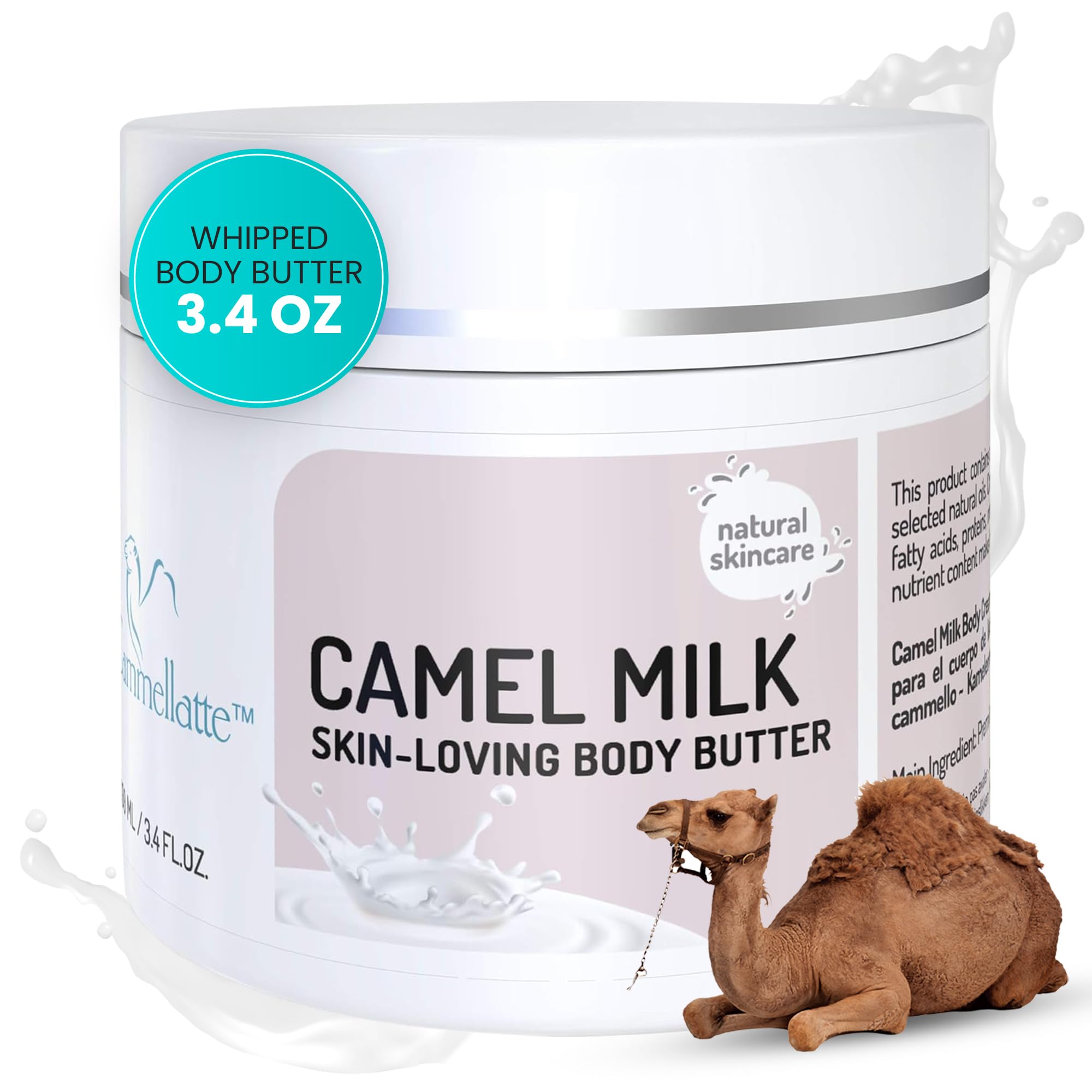Sponsored Ad - CAMMELLATTE Camel Milk Body Butter | Firming Moisturizer | for Crepey, Dry Skin, Wrinkles & Uneven Texture | Natural Bioactive Anti-Aging Renewal Cream 3.4 oz