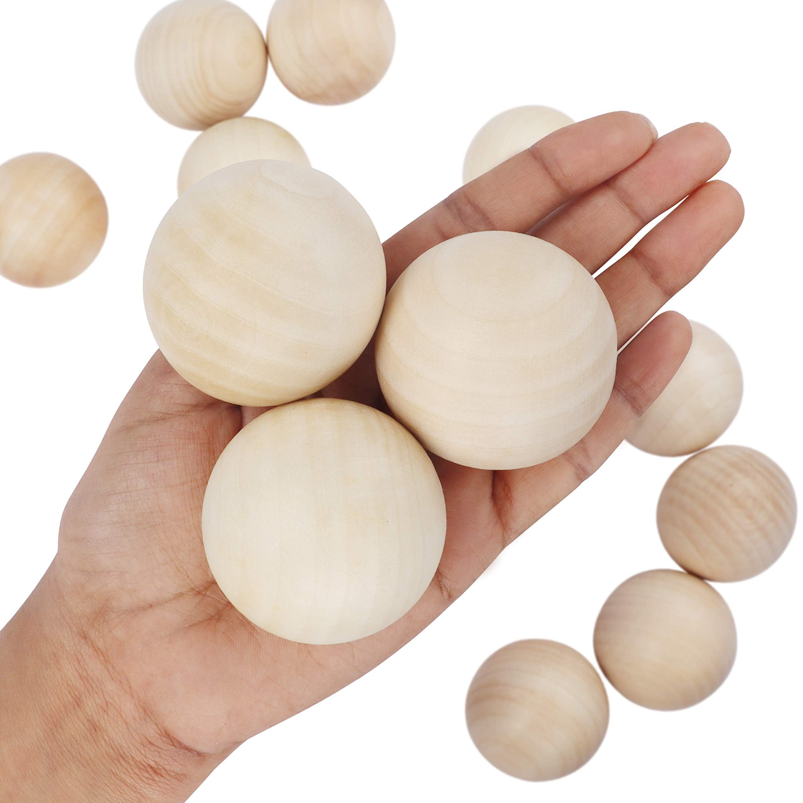Belle Vous Pallina in legno grezzo da 5 cm (set da 20) – Pallina da 50 mm di diametro – Mini sfera naturale senza fori – per progetti di hobby creativi e artistici, fabbricazione di gioielli