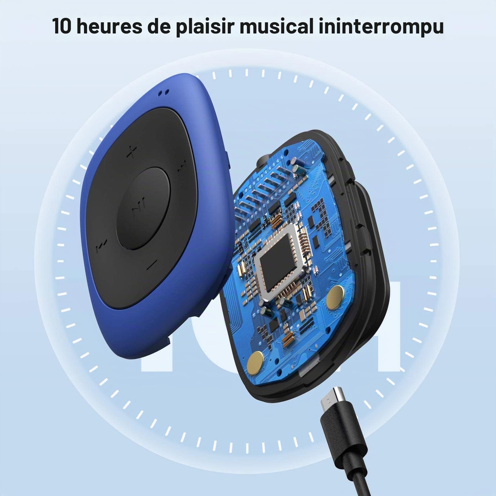 AGPTEK 64Go Lecteur MP3 avec Clip,Baladeur MP3 Sport Portable
