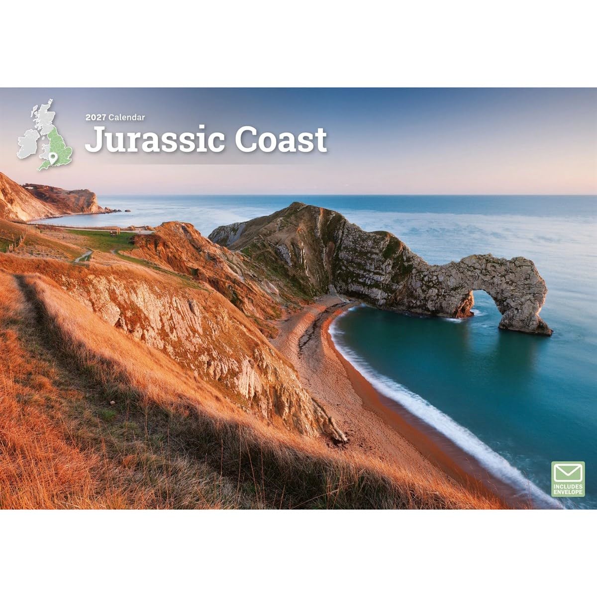 Carousel Worldwide Jurassic Coast 2027 Wall Calendar, A4 Format, 12-Month Monthly Calendar, Full-Color Coastal Photography