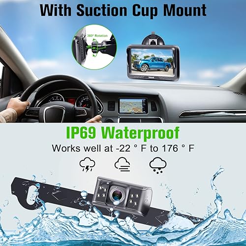 Miniatura 4 de HD 720P Backup Camera and Monitor One Power Kit for Cars,Campers,Trucks Easy Installation Driving/Reversing High-Speed Observation Parking Asistance