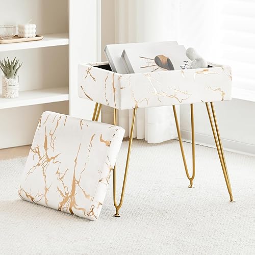 LUE BONA Taburete rectangular de piel sintética, silla de tocador para sala de maquillaje, banco de tocador pequeño, taburetes modernos para