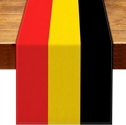 Nepnuser Camino de mesa de Bélgica, banderas belgas, decoración internacional para el hogar, cocina, comedor, 72 pulgadas