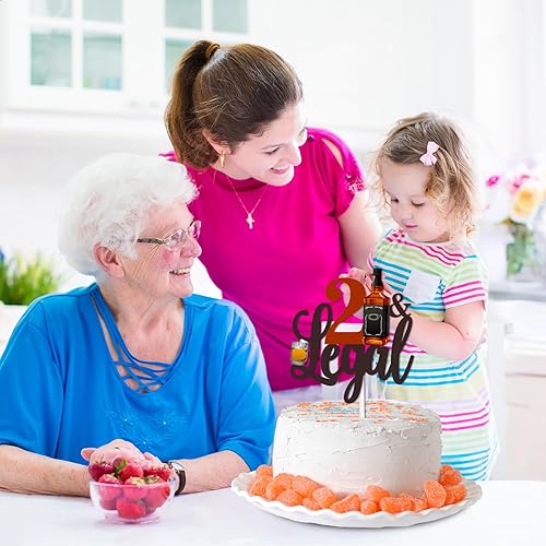 Miniatura 6 de Decoración de pastel con purpurina negra 21 legal para decoración de fiesta temática de animación al whisky, suministros de decoración de fiesta de
