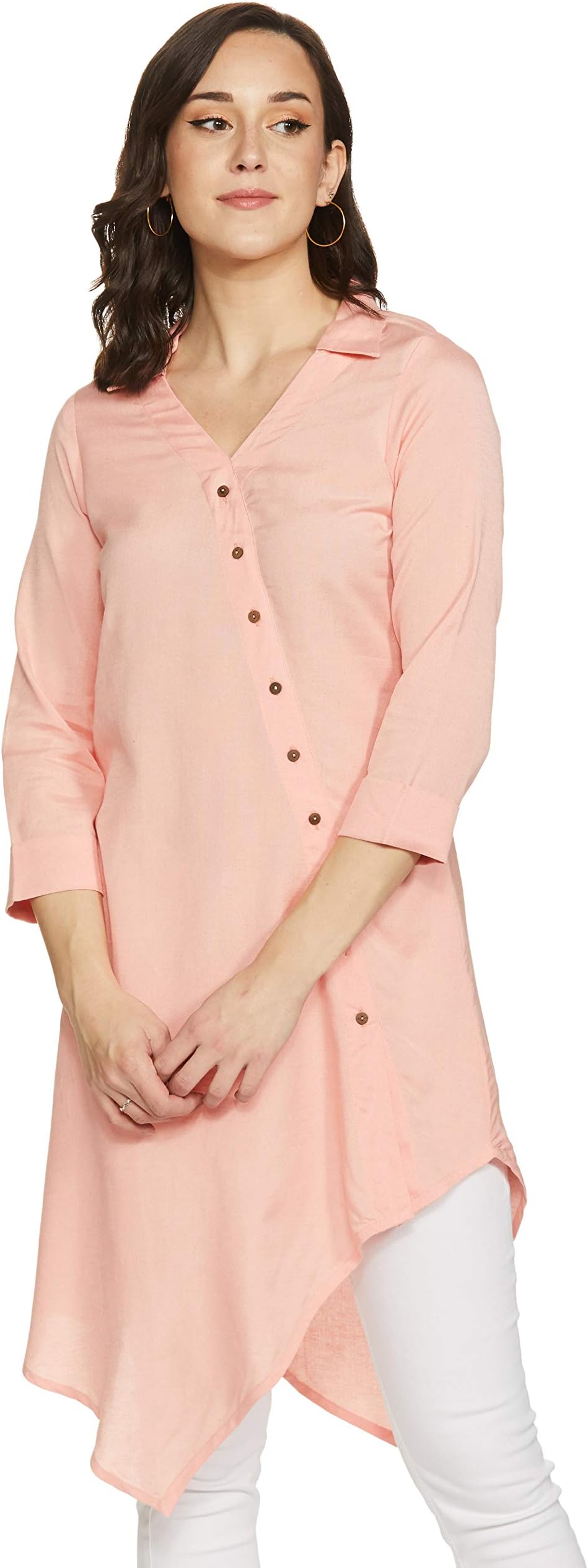 global desi Women's Rayon Regular Fit Tunic Shirt
