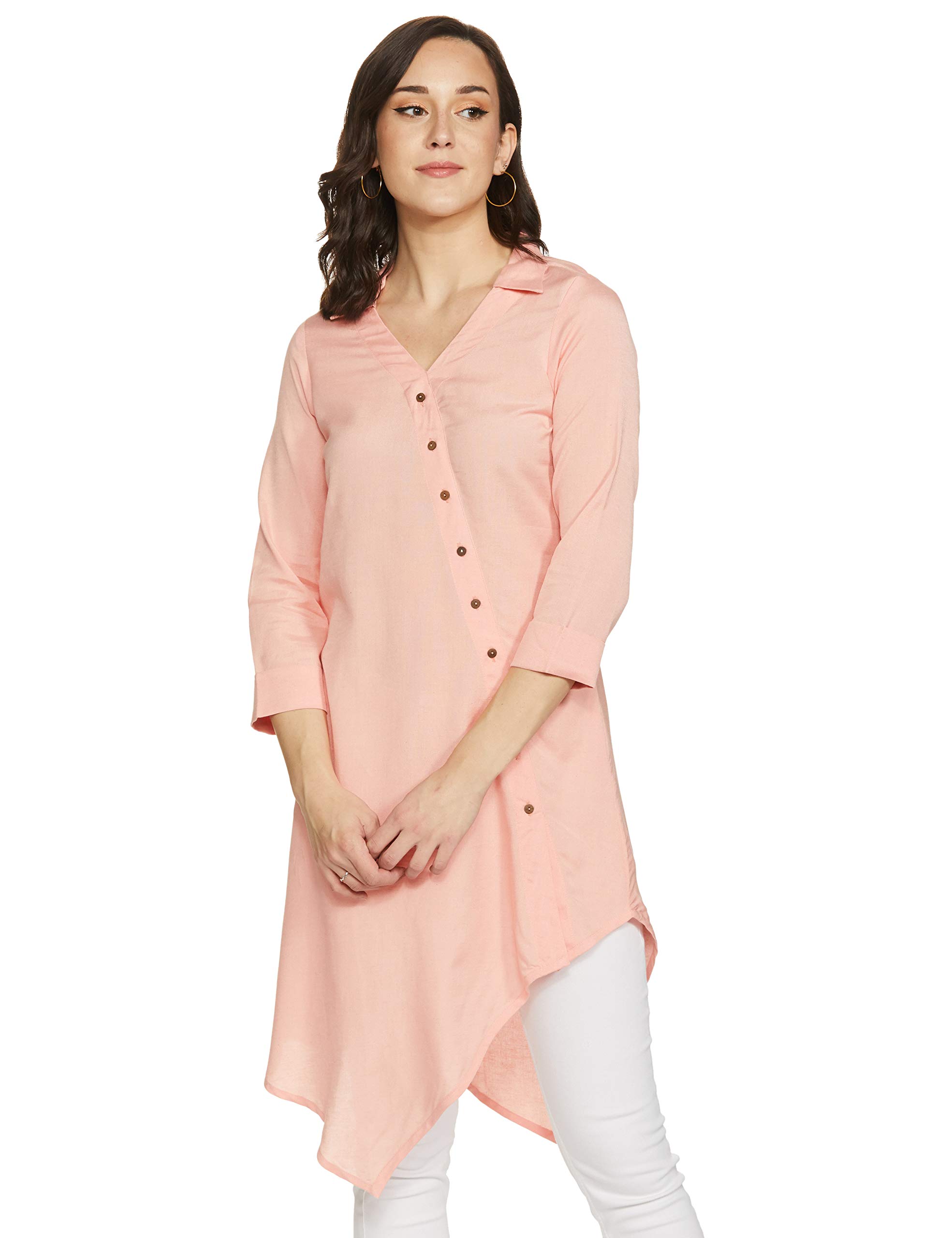 global desi Women's Rayon Regular Fit Tunic Shirt