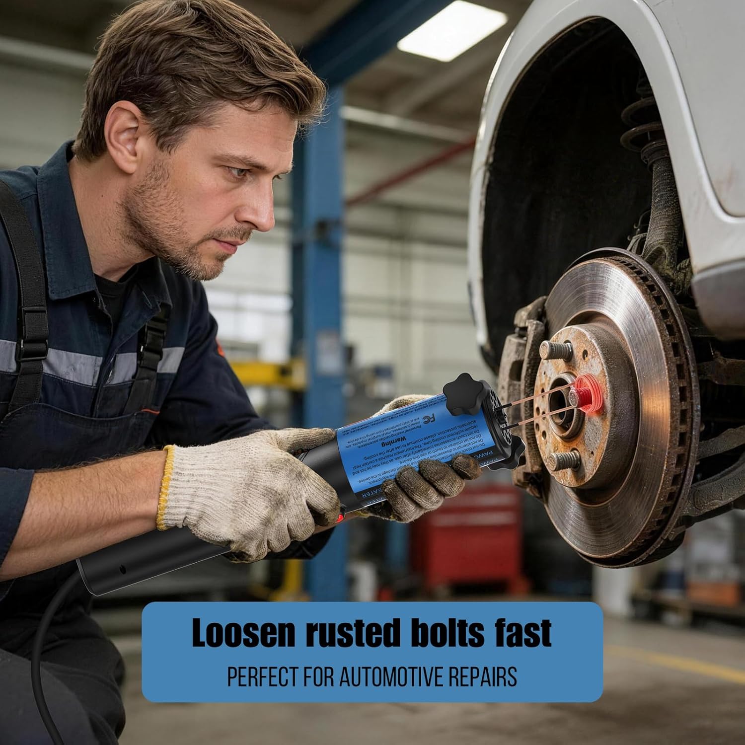 Induction Heater 1200W, Magnetic Flameless Heat Tool Kit for Automotive Bolt Removal with 6 Coils and LED Light for Rusted Suspension and Exhaust Repair, Blue