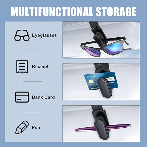 Miniatura 5 de Soporte para lentes de sol de operación con una sola mano para automóvil, clip de soporte para lentes de sol, accesorios de automóvil interiores,