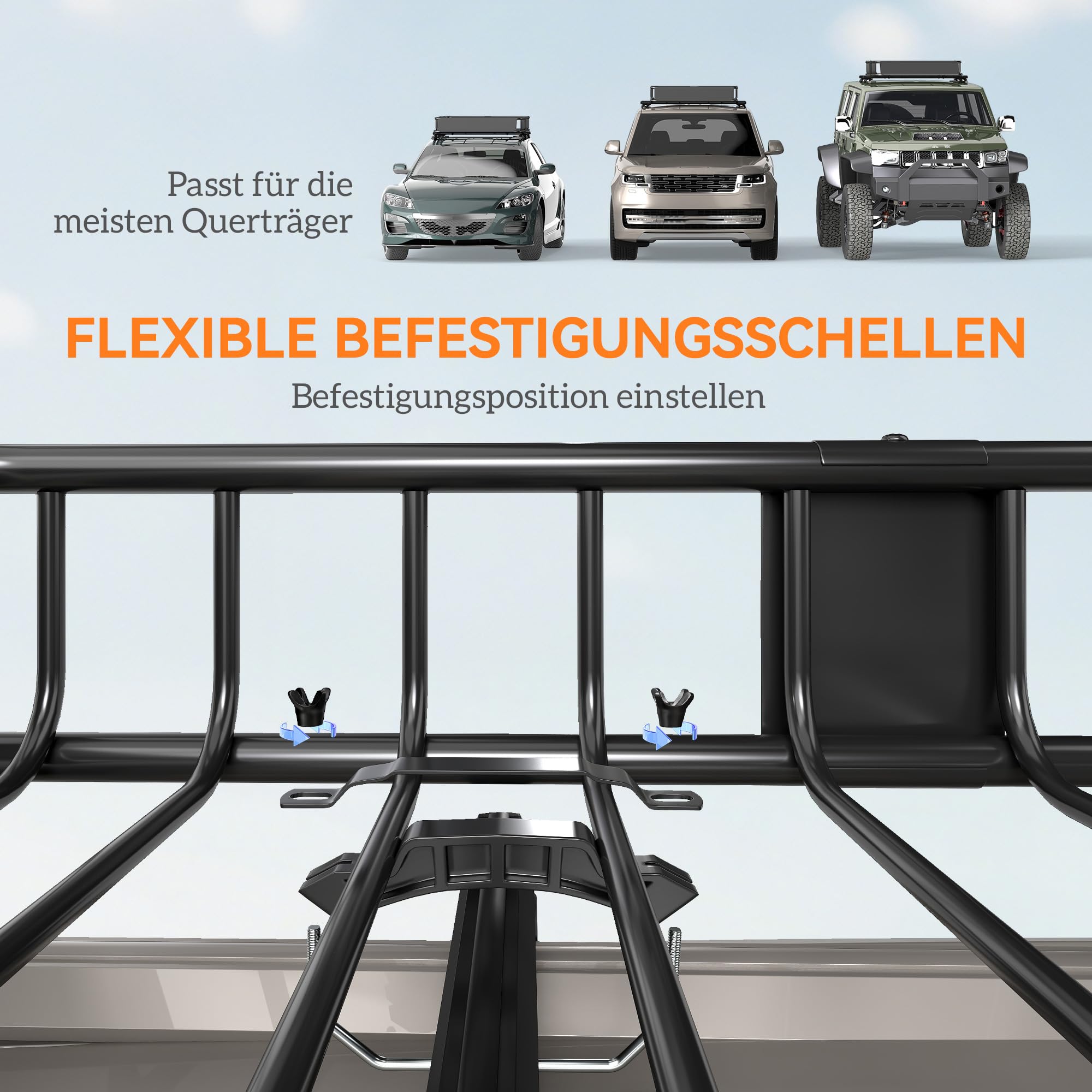 HOMCOM Dachgepäckträger Auto Dachkorb aus Metall 162x99x16cm Universal Gepäckträger Dachträger Tragfähigkeit von 100 kg Gepäckkorb für Camping, Grillen, Autoreisen Schwarz