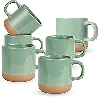 Vista 11 de Juego de tazas de café de 12 onzas para 6, tazas de té con asa para café, té, cacao, leche (blanco)