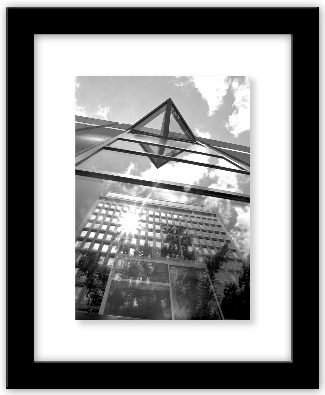 Malden 8x10 Floating Glass Picture Frame, Made to Display 5x7 Floating Picture, 8x10 Glass Size, Black