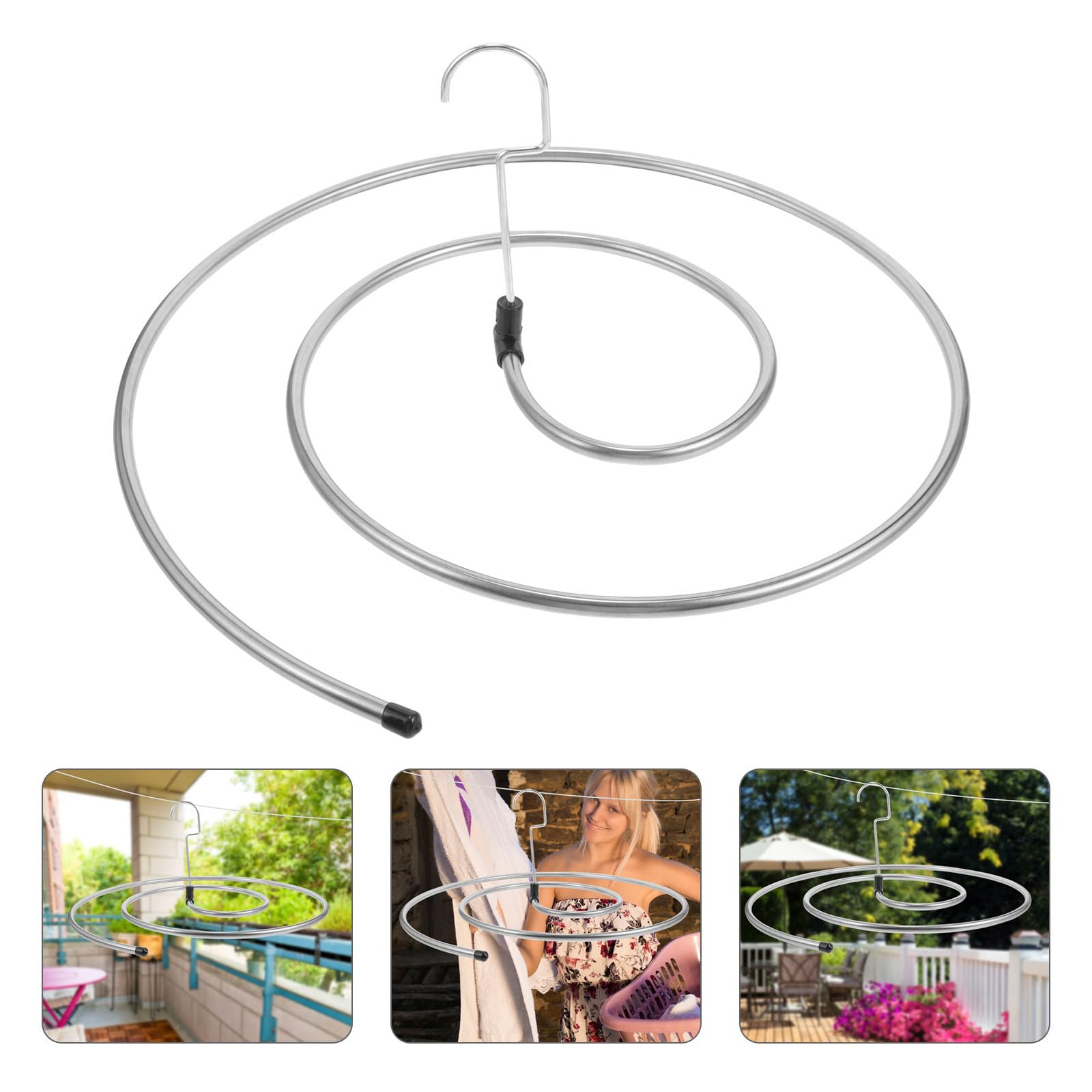 Stendibiancheria Spirale Rotante in Acciaio Inox 14X15 Pollici Set 2 Pezzi per Lenzuola Coperte Asciugamani Uso Interno e Giardino Stili multipli