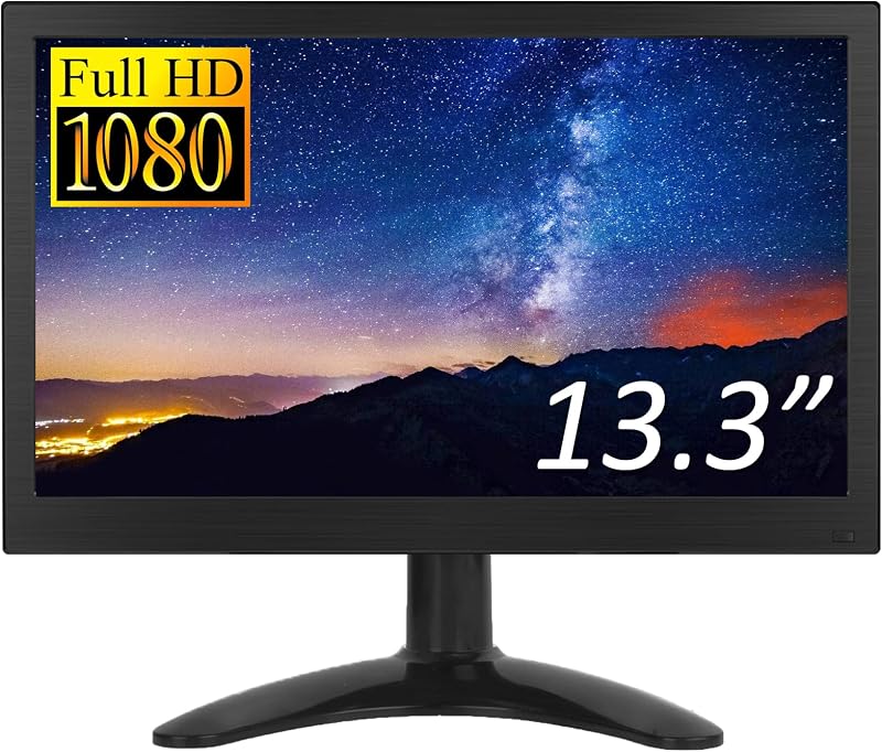 CAMECHO 13.3" Hordozható Monitor Full HD 1920x1080 HDMI VGA AV BNC Csatlakozó