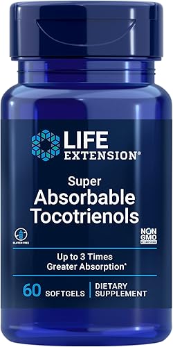 Life Extension Tocotrienoles súper absorbibles – Suplemento de vitamina E D-alfa tocoferol para cerebro, cabello, piel, ojos e sistema inmunológico
