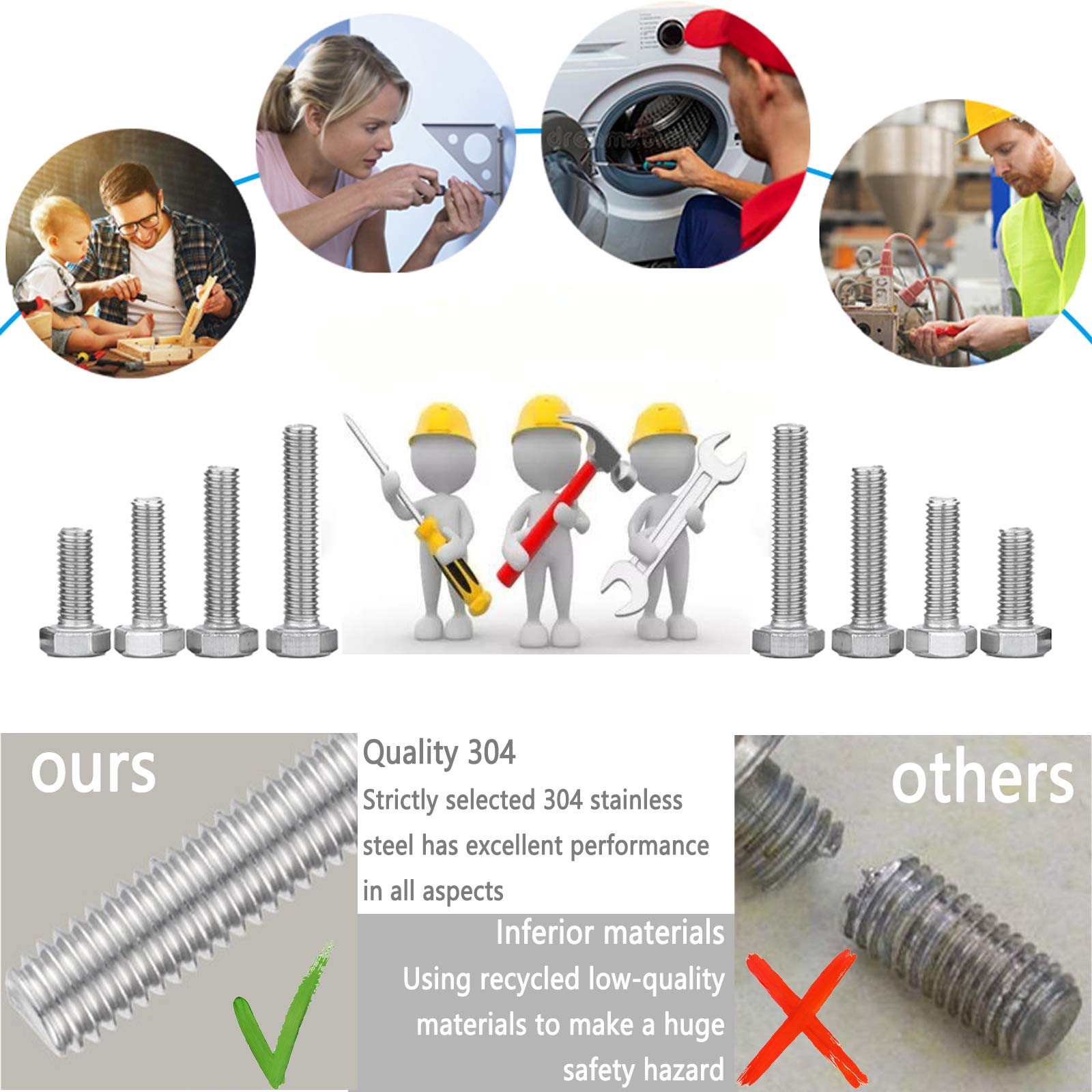 1080 Stück Schrauben Set M2-M5 - Innensechskant Mit Muttern & Unterlegscheiben