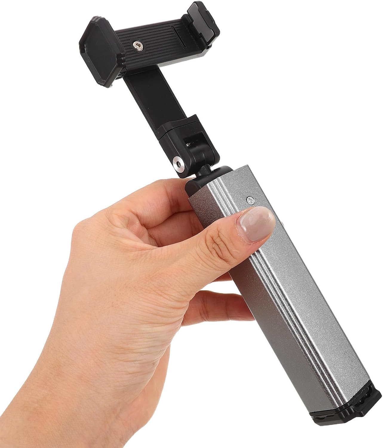 Adjustable Phone Holder Stand for Smartphones with 360° Rotatable Arm and Stick, Handsfree Aluminum Alloy Phone Mount for Aircraft Tray Table and Train Travel Use