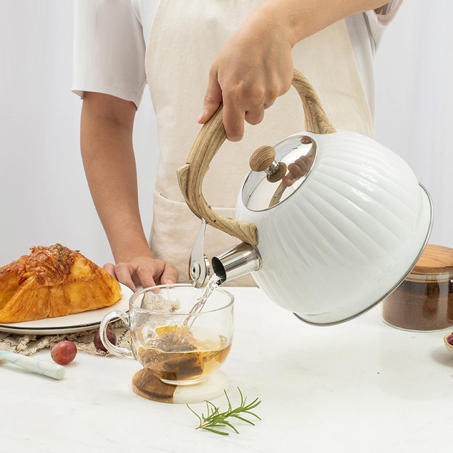 Tetera Tipo Cocinas Hervidor Con Silbato De 3,5 L, Tetera Acero Inoxidable, Cocina Para Estufa Gas, Inducción Calentar Agua Té