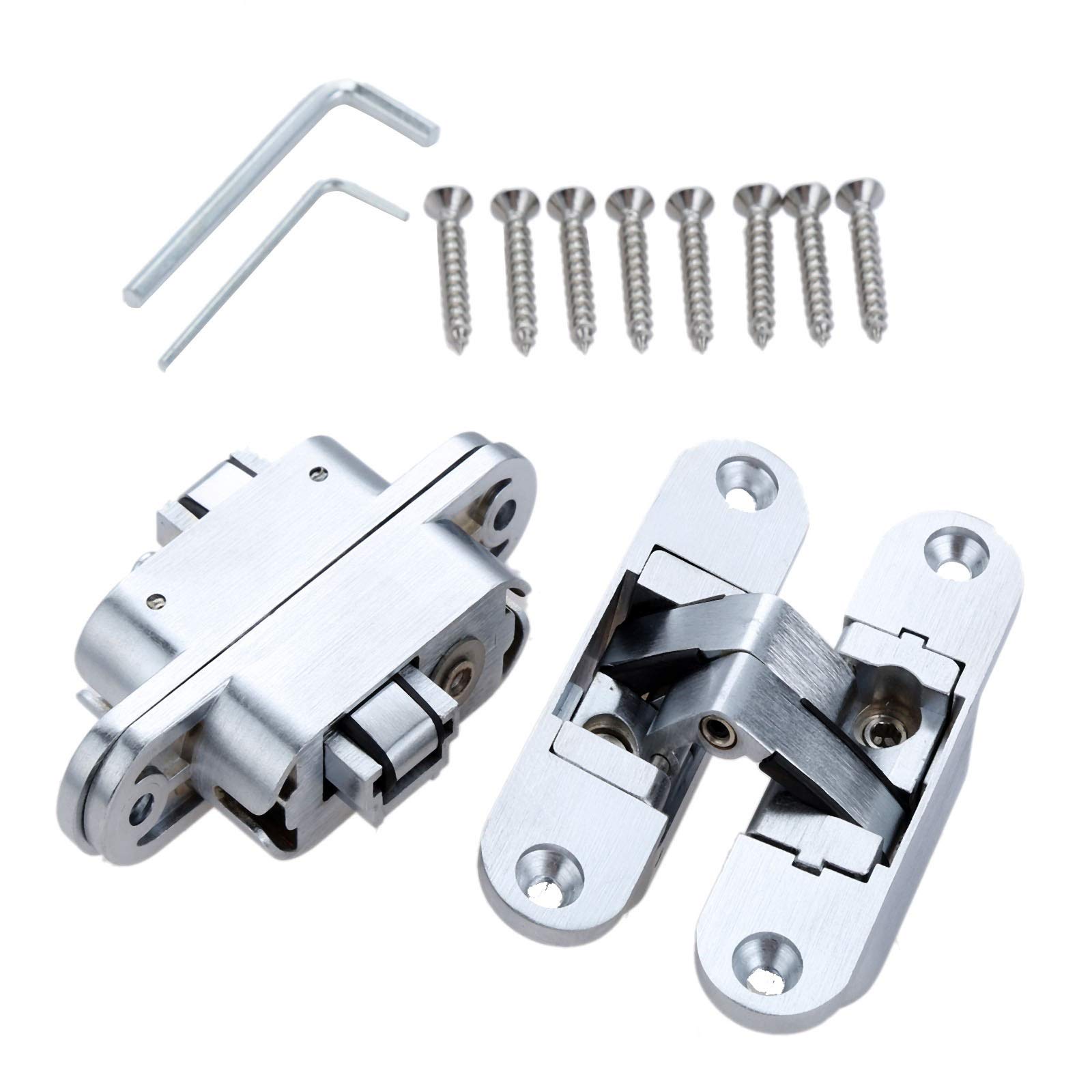 DUO ER 2Pcs Zinc Alloy Hidden Hinges Multi Size Invisible Concealed Folding Counter Door Hinge With Screw Furniture Hardware (Color : 23 x 95mm Left)
