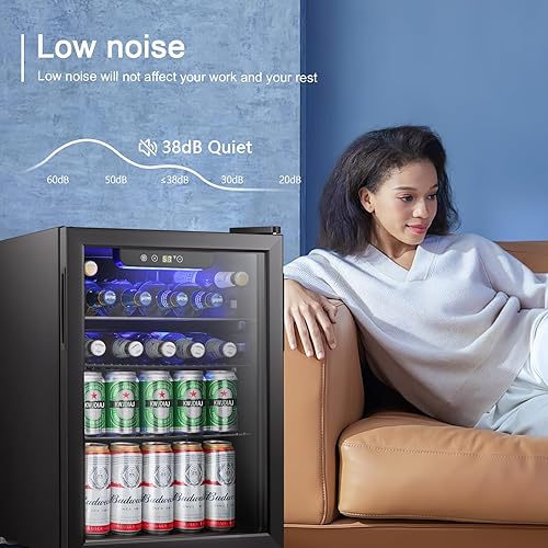 Miniatura 5 de Antarctic Star Mini refrigerador de 2.6 pies cúbicos para 100 latas, enfriador de vino/gabinete de cerveza pequeña de soda de vidrio de puerta de