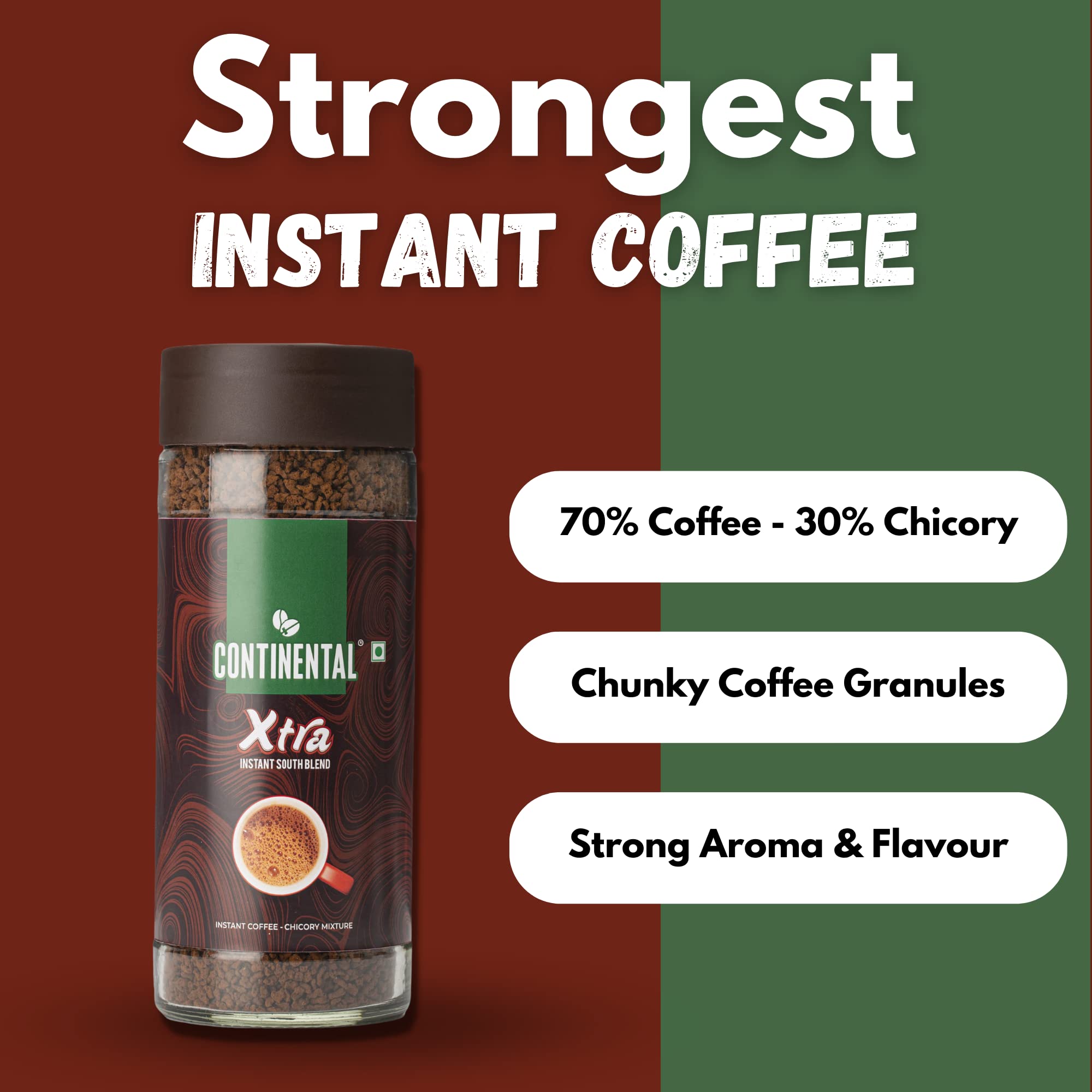 Continental Coffee Xtra Coffee 200Gm Jar & 50Gm Pouch Combo | Strongest Instant Coffee Powder | 250Gm | Instant South Blend - Image 4 thumbnail